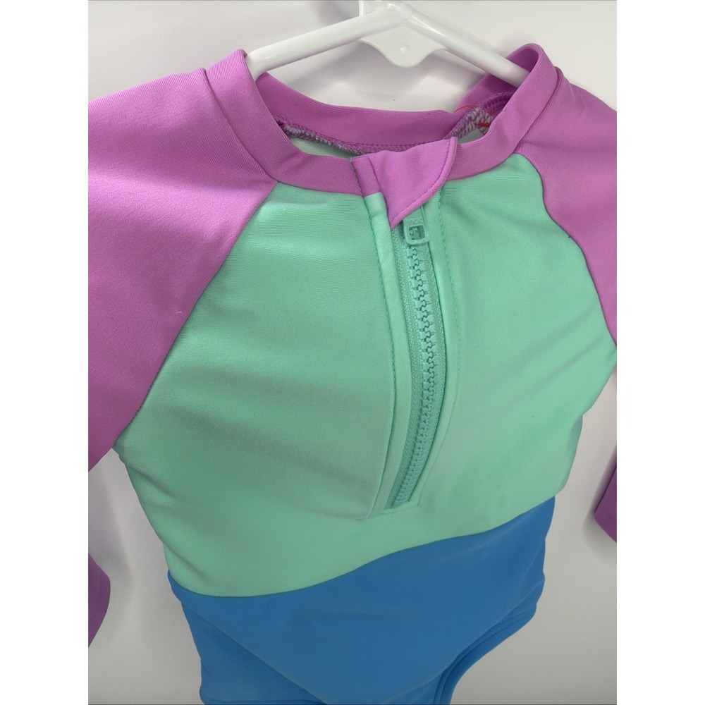 NWT Cat & Jack Girls' Long Sleeve Half Zip One Piece Swimsuit Size 12 Month - Picture 6 of 11